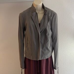 Free People Gray Faux Leather Moto Jacket Size 8 Vegan Leather